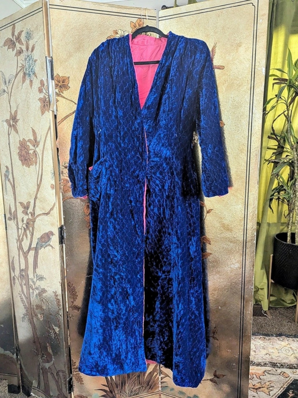 Vintage Handmade Blue Velvet Robe